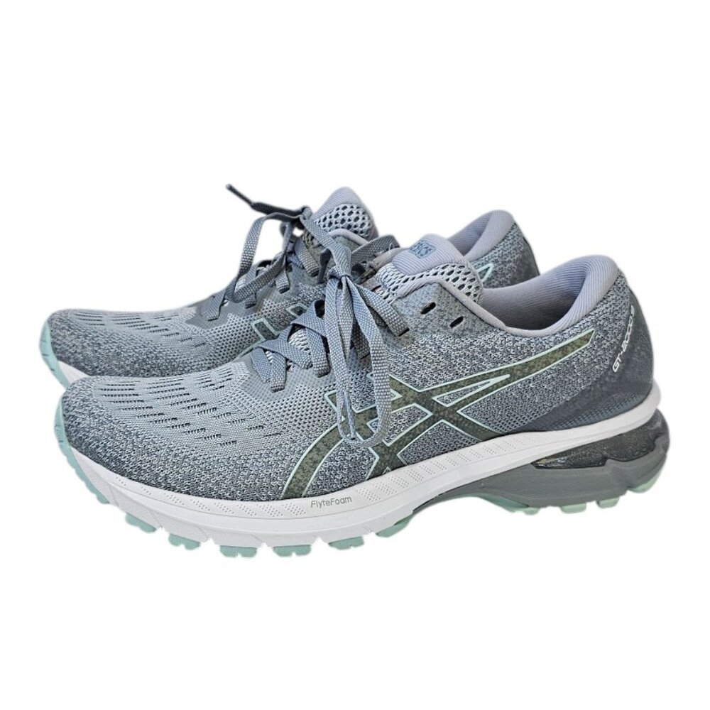 Asics Women's Light Gray Mint Athletic Running Shoes